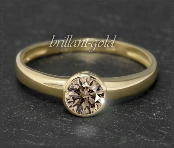 Brillant Ring aus 585 Gold, 0,52ct, champagner, Si1